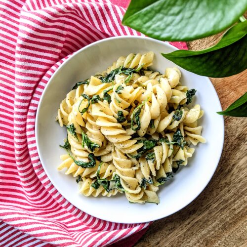 Boursin Pasta with Spinach using very large fusili