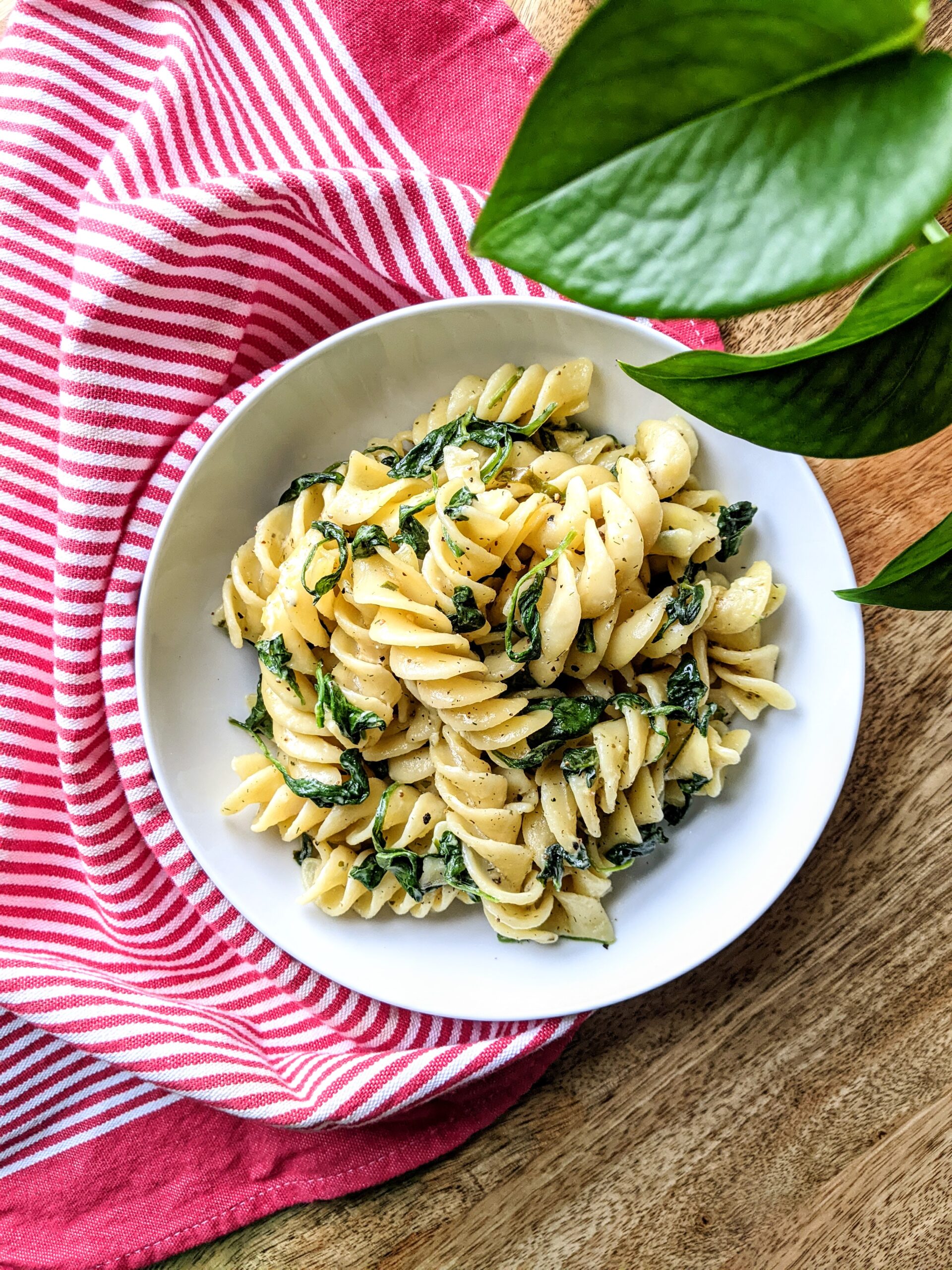Boursin Pasta with Spinach using very large fusili