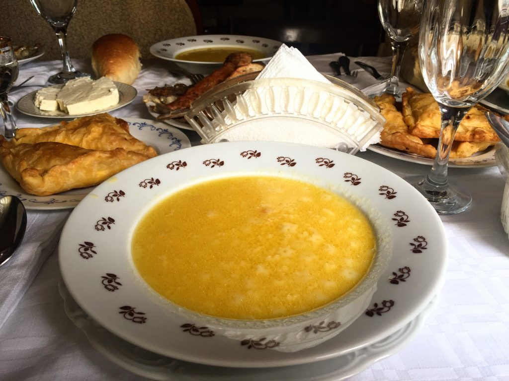 A bowl of acini di pepe soup my husbands Albanian grandmother made for me.