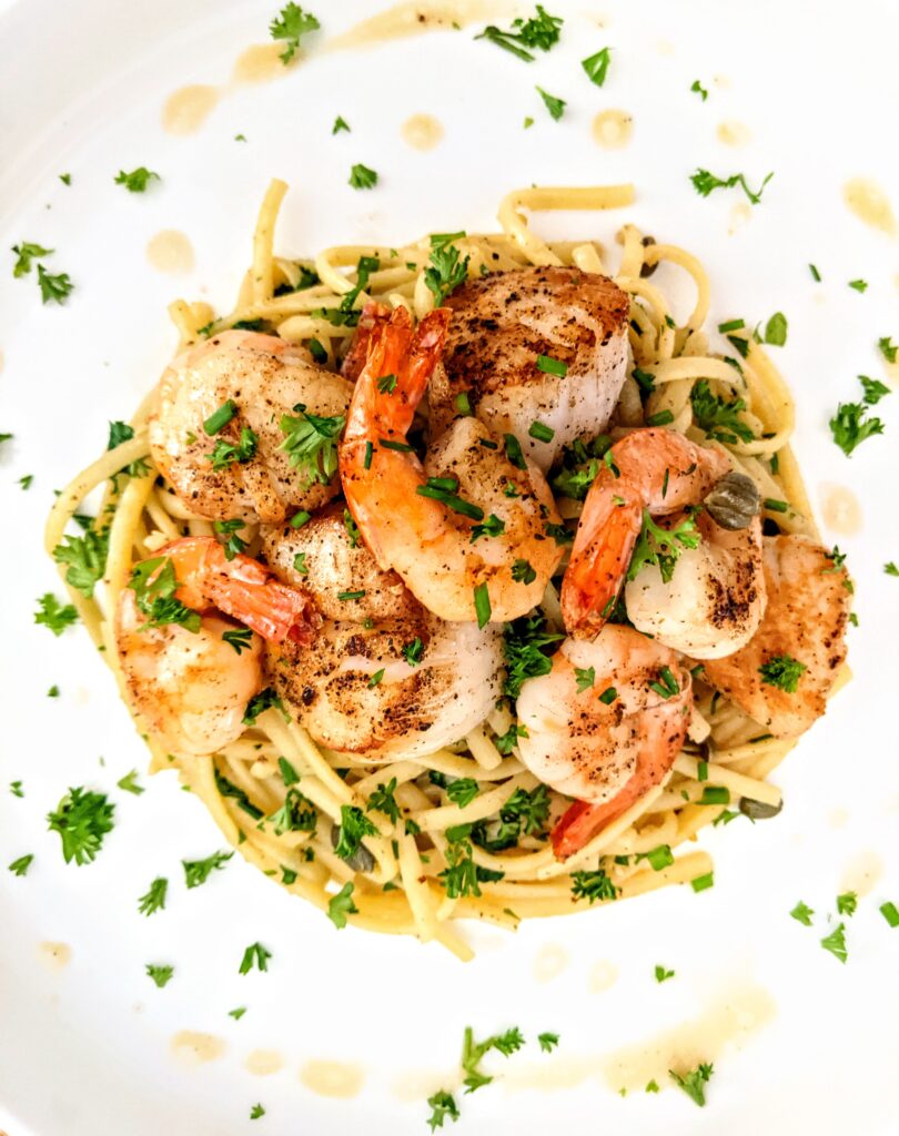 Seafood Linguine with Capers and Lemon - Spicy Gelato Kitchen