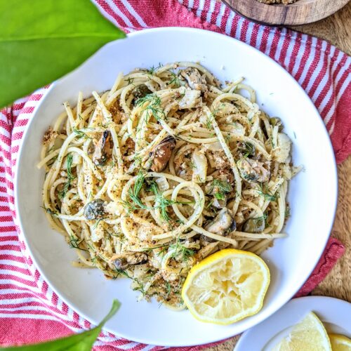 Smoked Mussel Spaghetti with Fennel Fronds and Lemon