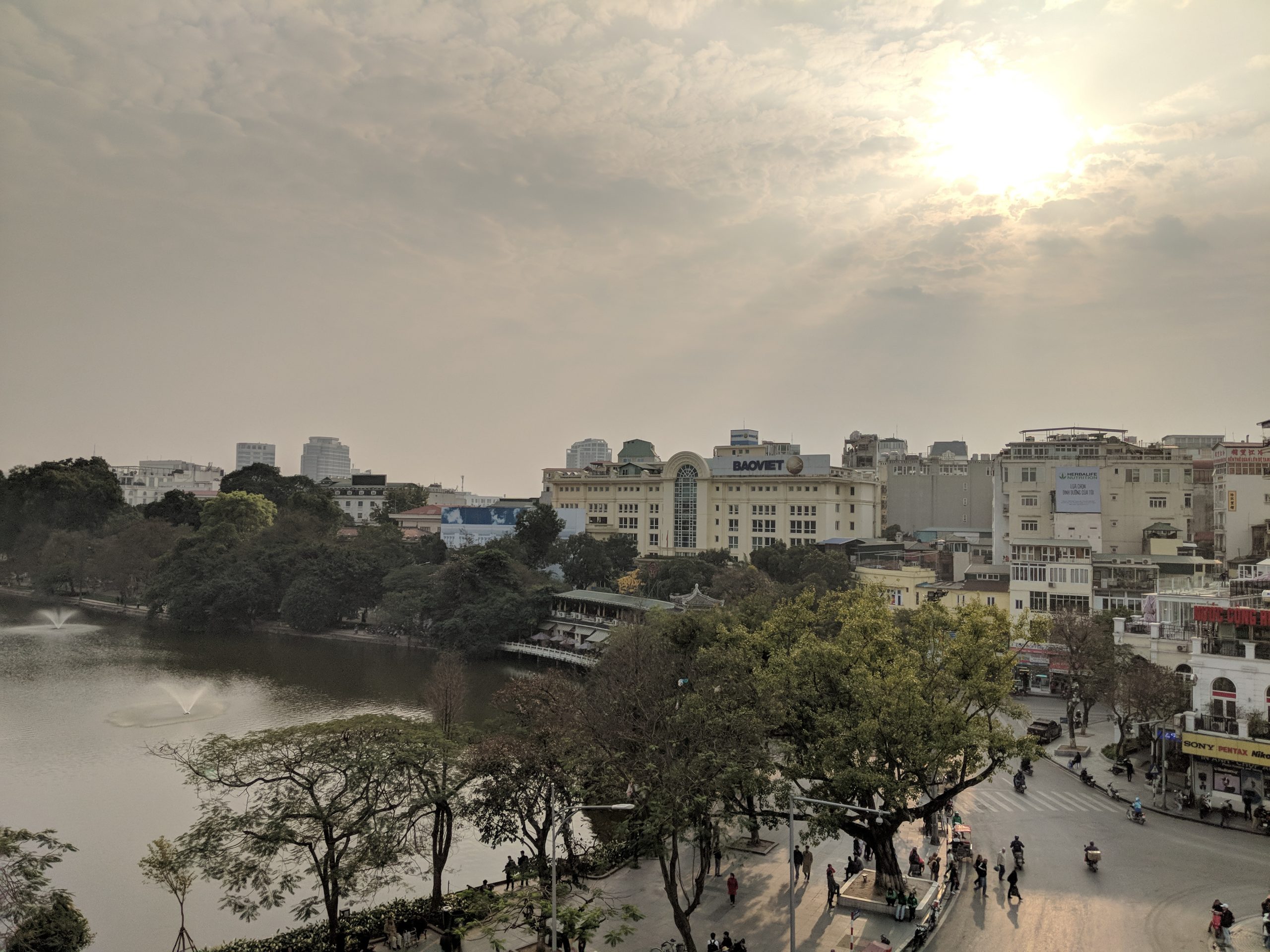 View of Hoan Kiem Lake in Hanoi, Vietnam.