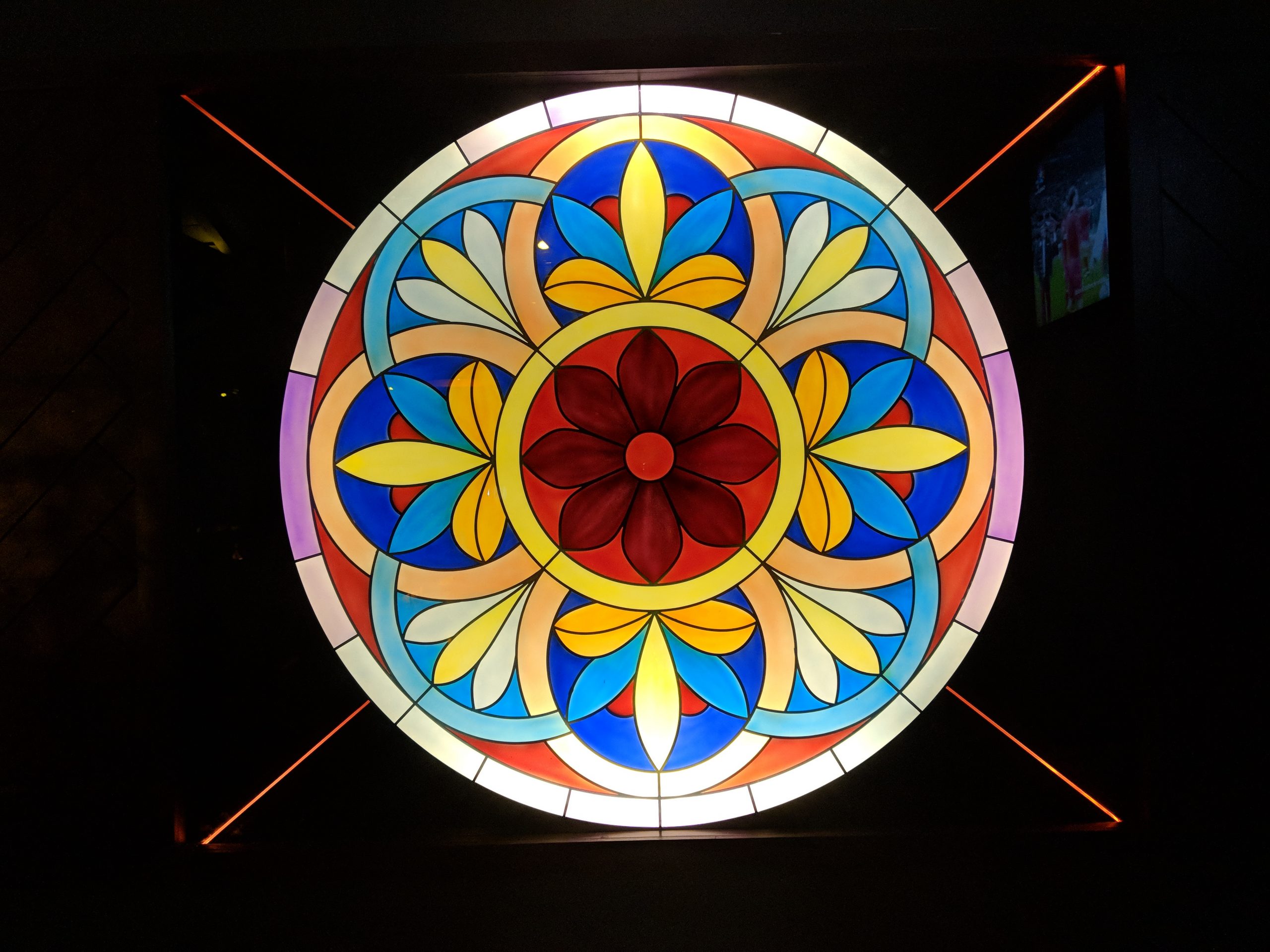 Stained glass artwork at The Mad Botonist Gin Bar in Hanoi, Vietnam.