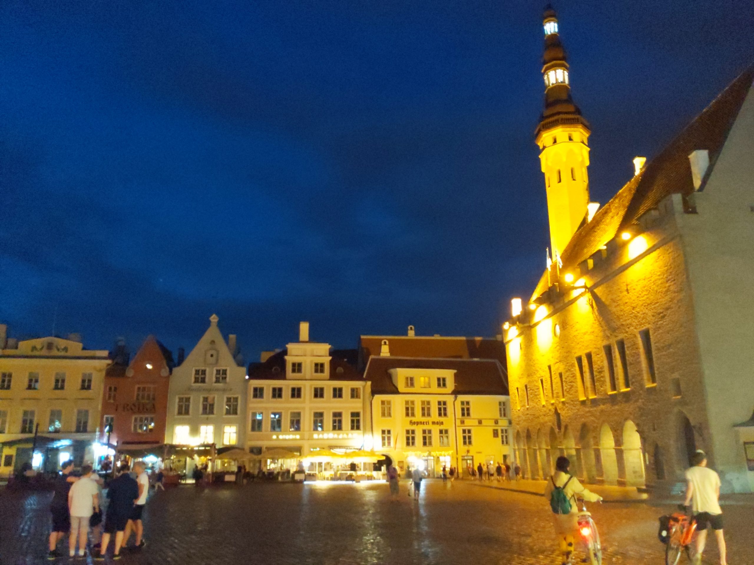 Tallinn Town-Hall Square at night.